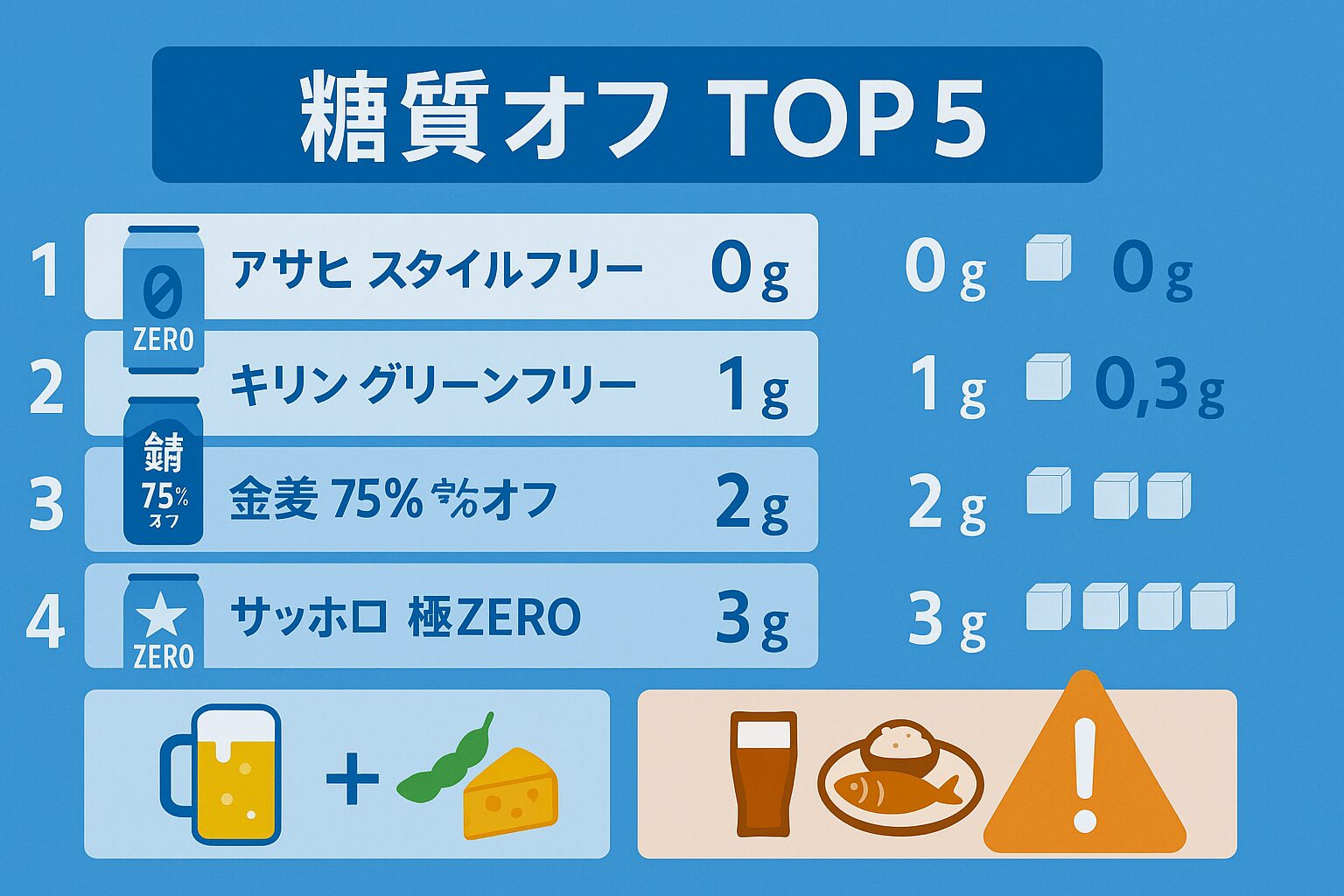 砂糖の量が少ないビール選び



