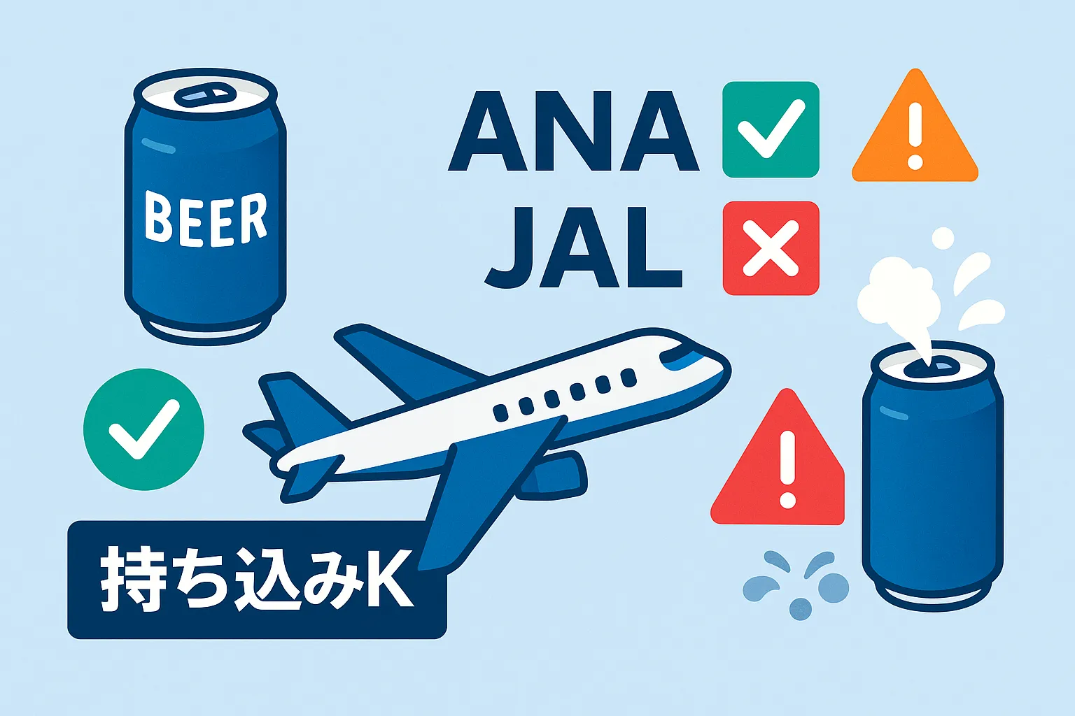 飛行機に缶ビールを持ち込みたい時の注意点と安全な方法アイキャッチ